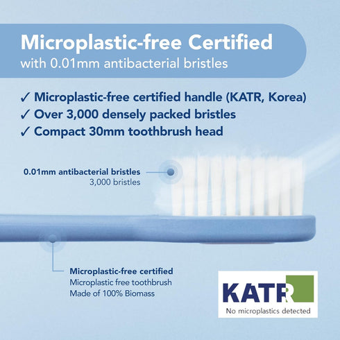 Set 3 Reseio Eco Toothbrush with Replaceable HeadsSoft BristlesPlastic-FreeBPA-FreeSustainable Oral CareTravel Pouch