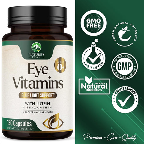 Eye Vitamin & Mineral Supplement with Lutein, Zeaxanthin, Bilberry & Zinc, 120 Capsules for Vision Health
