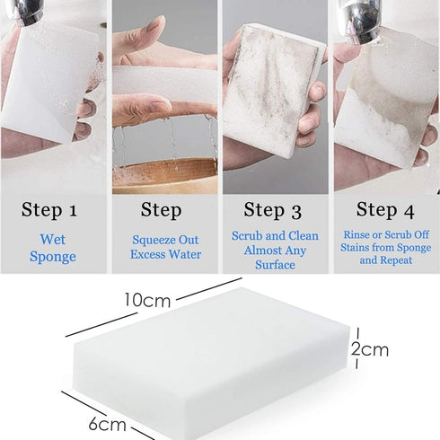 Magic Cleaning Sponges Eraser, 100 Pack Premium Melamine Foam Cleaning Pads, White Household Scrub Sponge for Kitchen,