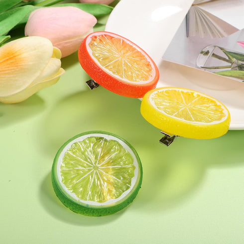 NOLITOY 3pcs Cute Lemon Hair Clips, Realistic Hairpin Barrettes for Girls & Women