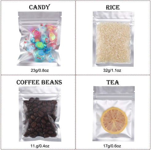 Blulu 100 Pieces Resealable Foil Proof Bags, Iridescent Scent Proof Flat Pouch for Food Storage, Snack, Jewelry (3 x 4