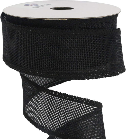 MEEDEE Black Burlap Wired Ribbon, 1.5 Inch, 10 Yards for Crafts, Gift Wrapping, and Home Decorating