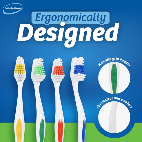 100 Pack Standard Classic Medium Soft Toothbrush - Bulk Individually Wrapped