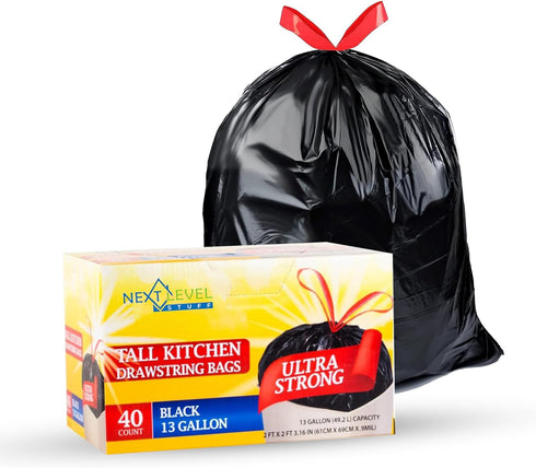 Premium Heavy Duty Trash Bags - 18 Gallon Strong Drawstring, Multiple Sizes - Ideal for Lawn, Yard, and Home Use