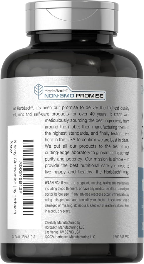 N-Acetyl Glucosamine 1000 mg, 120 Capsules, N-A-G Supplement Pills, Non-GMO & Gluten-Free by Horbaach
