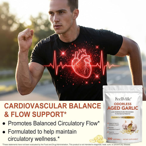 Zyloqj 7500mg 300 Immune Aged Garlic Extract Capsules, Odorless Garlic Capsules Softgels - Heart & Support