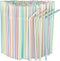 600pcs Flexible Plastic Drinking Straws, 8" Long, Stripes Multiple Colors for Juice, Milk, Tea, Cocktails, Parties,