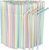 600pcs Flexible Plastic Drinking Straws, 8" Long, Stripes Multiple Colors for Juice, Milk, Tea, Cocktails, Parties,