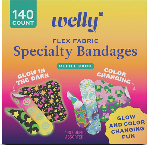 Welly Bandage Assorted Playtime Refill Pack | Adhesive Flexible Fabric Bandages |