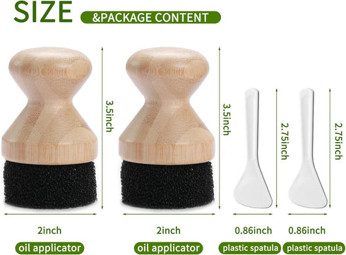 Herda 2pcs Food Grade Mineral Oil & Wax Applicator for Wood Cutting Board, Butcher Blocks, Safe Cutting Boards Oil Sealer -Bamboo/Wooden Spoon Utensils Restorer Protection Maintenance Kit-4pieces