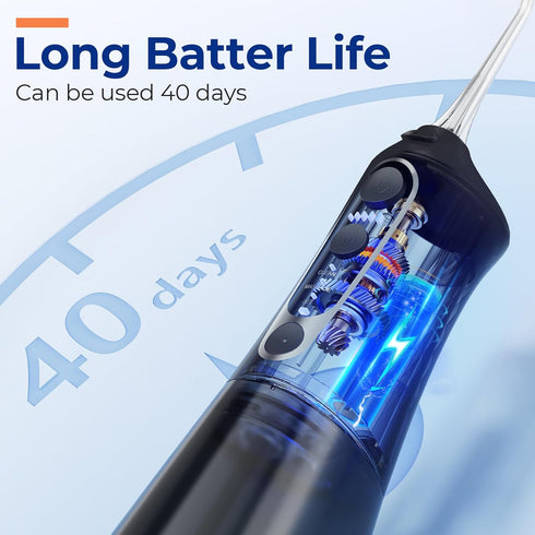 Bitvae C6 Water Flossers for Teeth, Cordless Dental Flosser with 6 Jet Tips, 3 Modes, IPX7 Waterproof, Black