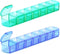 Extra Large Pill Organizer 2 Pack, XL Pill Box 7 Day Weekly Pill Case with Large Capacity, BPA Free (Blue+Green)