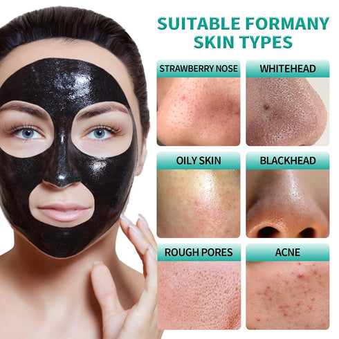 Peel Off Face Mask, Activated Charcoal Blackhead Remover Mask, Purifying Facial Mask with Brush