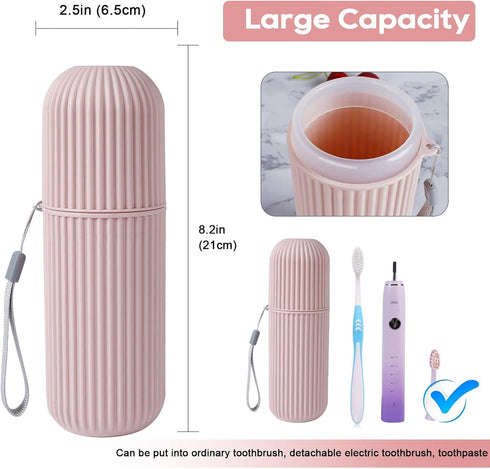 UCEC 8.2 inch Toothbrush Travel Case - Portable Holder for Traveling, Camping, Business Trip, School (2 Pack, Blue,