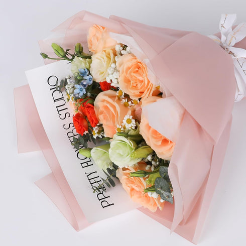 20 Sheet Flower Wrapping Paper, Waterproof Floral Bouquet Wrapping Paper for Wedding Birthday Gift DIY (Lotus Pink)