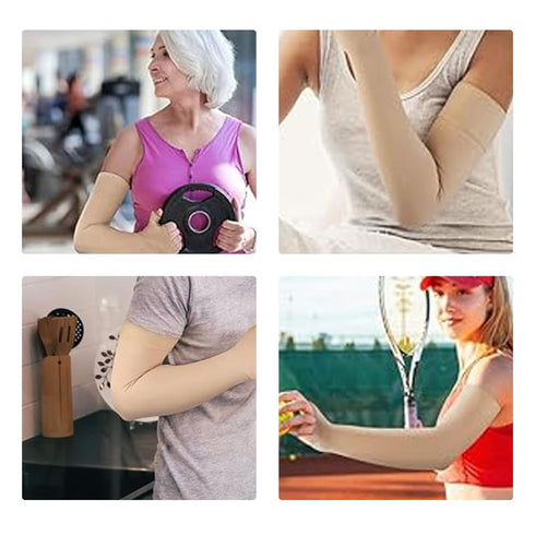 Arm Compression Sleeve for Men Women, 20-30 mmhg Full Arm Support for Pain Relief (Beige, X-Large)