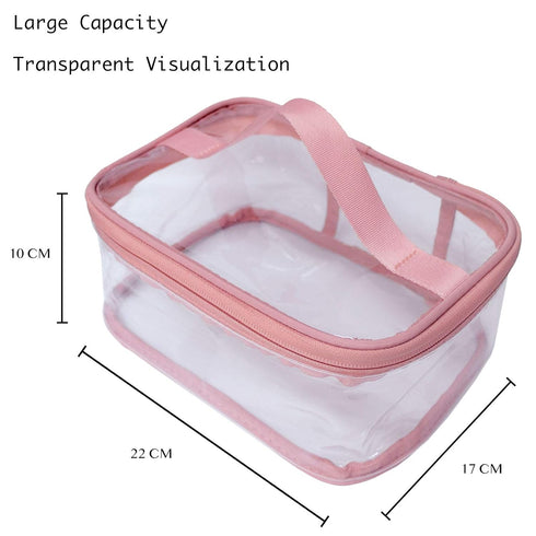Toiletry Bag Makeup Cosmetic Clear Bag, Portable Waterproof Transparent Travel Storage in Pink