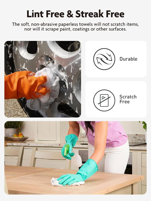 Microfiber Cleaning Cloth Roll - 75 Pack, 12" x 12", Reusable Washable Rags (White)