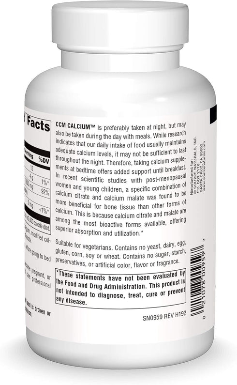 Source Naturals CCM Calcium, Calcium Citrate and Malate, 300 mg, 120 Tablets