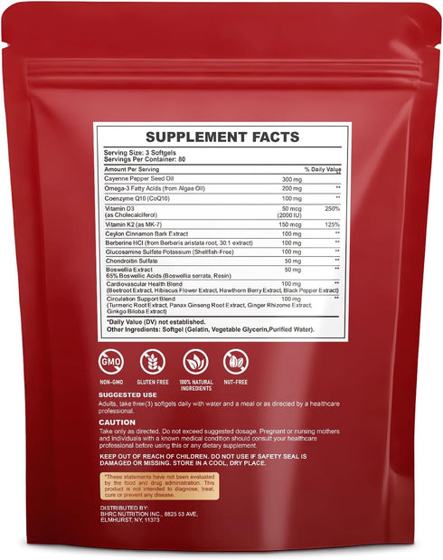 VitaminD3+K2,Berberine, CoQ10, Omega-3, 240 Cayenne Pepper Softgels Supplement, Cayenne Pepper Capsules with Turmeric