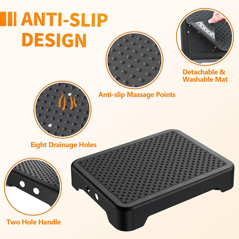 Ronlap One Step Stools for Adults, Portable Safety Step Platform for Seniors Small Plastic Bedside Step Stool Mobility