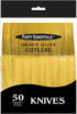 Party Essentials 50-Count Disposable Plastic Cutlery - Heavy-Duty Flatware/Silverware, Shiny Gold Knives for Events