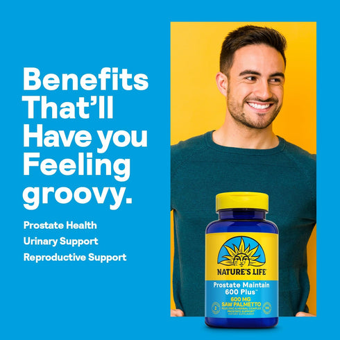 Nature's Life Prostate Maintain 600 Plus, 50 Servings, 100 Vegetarian Capsules, Saw Palmetto, Pygeum Herbal Complex,