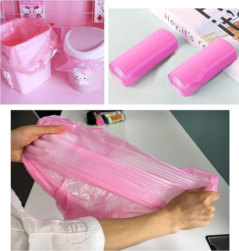 4 Gallon Bathroom Trash Bags, 100 Counts, 5 Rolls, Small Handles, Colorful Strong Rubbish Bags for Office