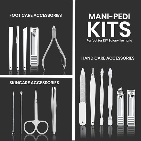 Utopia Care Manicure Kit, 15 Piece Professional Stainless Steel Nail Clippers Set for Men and Women with Luxurious
