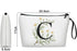 Initial Letter Makeup Bag for Women, A-Z Personalized Travel Cosmetic Bag, Initial Cosmetic Bag Gifts (White C)