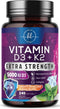 Vitamin D with K2 (MK-7) - Vitamin D3 5000IU (125mcg) Per Serving