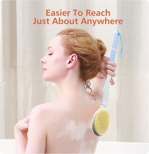 Shower Brush with Soft and Stiff Bristles, 20.5" Extra Long Handle Dual-Sided Back Scrubber Bath Brush