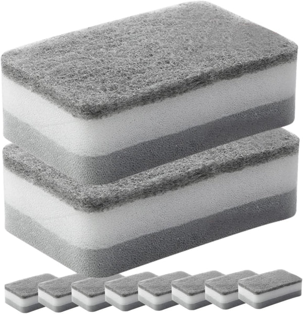 10pcs Non Scratch Sponge Scouring Pad, Kitchen Scrub Brush for Oven Cleaning, Dishwashing Pad for Home Use
