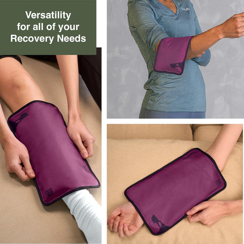 Medium Flexible Gel Ice Packs Reusable - Hot and Cold Soft Ice Packs for Injuries, 8" x 12", 2PK, Purple