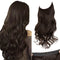 SARLA Invisible Wire Hair Extensions with 3 Clips, Long Synthetic Wavy Curly Hairpiece, 16 Inch Dark Brown