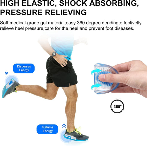 8 Pack Gel Heel Cushions - Heel Inserts for Pain Relief, Gel Cups for Plantar Fasciitis & Sore Heels
