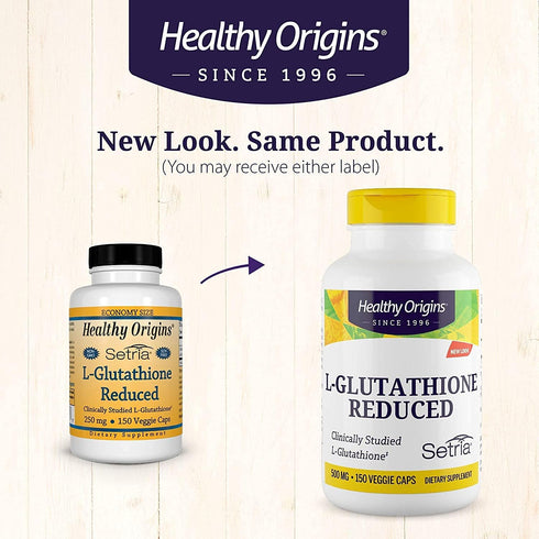 Healthy Origins L-Glutathione (Setria) Reduced, 500 mg, Immune Support Supplement, 150 Veggie Capsules