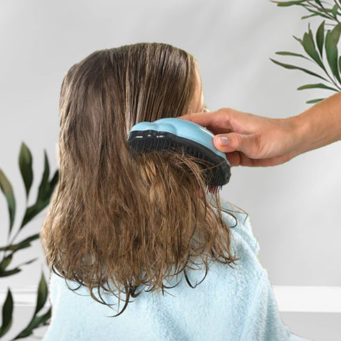 Knot Genie Detangling Hair Brush for Kids (Pink Relief) | Perfect for Curly Hair, Gently Separates Tangles, Leaves Hair