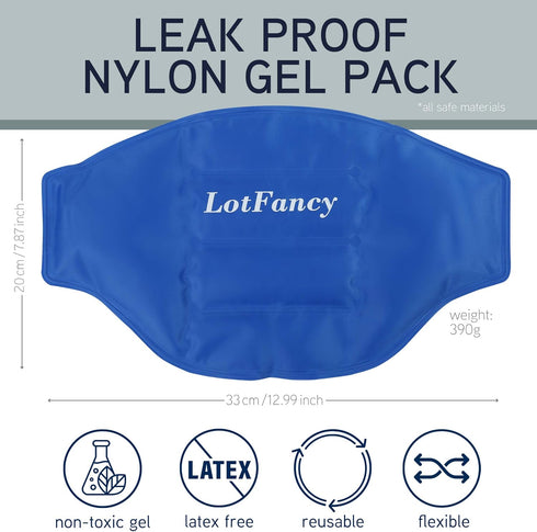 LotFancy Gel Ice Pack for Back Injuries, 2pcs Hot Cold Packs with Wrap for Lower Back, Belly, Waist, Hip Pain Relief