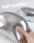 Small Makeup Bag, Cosmetic Bags for Women, Silver Leather Makeup Pouch