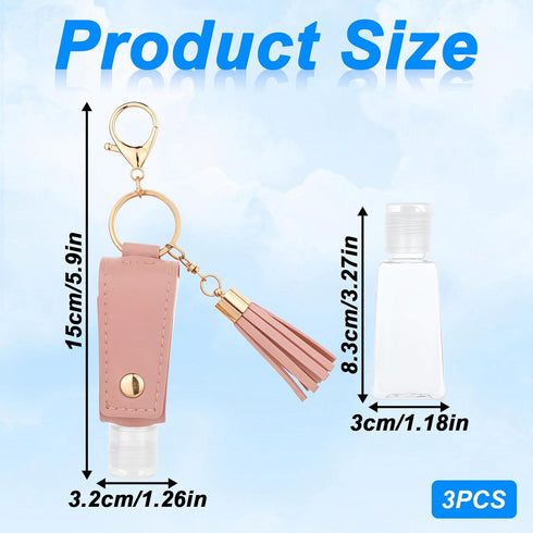 ZEYIYER 3 30 ml 1oz PCS Portable Empty Bottle Keychain, Hand Sanitizer Holder Keychain, Travel Mini Hand Sanitizers