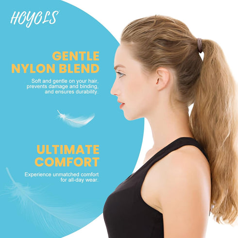 HOYOLS Large Fabric Hair Ties, 100 Pcs Soft Gentle Bands for Thick Curly Hair, Caramel