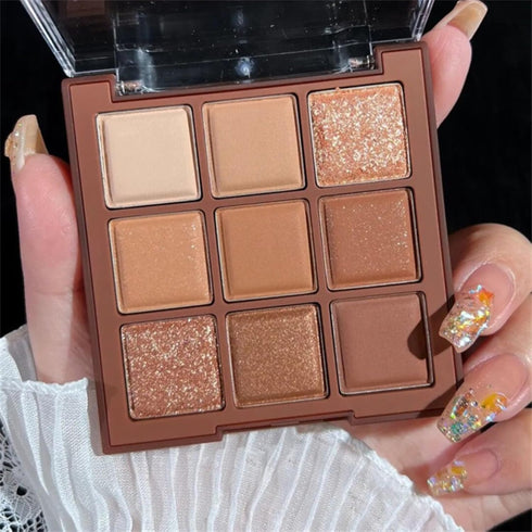 Erinde 9 Colors Eyeshadow Palette, Highly Pigmented Matte Shimmer Glitter Eye Shadow Makeup, Waterproof