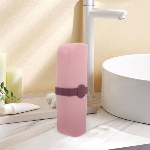 ZUNOXAZ Portable Toothbrush Storage Box with Toothpaste Container and Mouthwash Cup, Travel Toothbrush Case