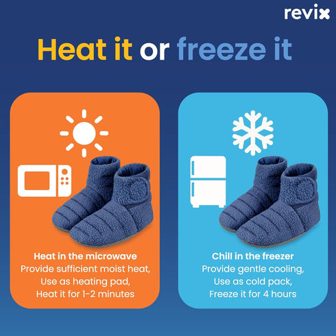 REVIX Microwavable Booties for Cold Feet Moist Heat Therapy, Heated Slippers Women & Men for Soothing Cold Foot