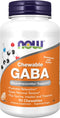 NOW Supplements, GABA (Gamma-Aminobutyric Acid), Neurotransmitter Support, Orange Flavor, 90 Chewables