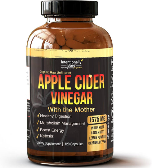 Intentionally Bare Apple Cider Vinegar with Mother Capsules - ACV Capsules with