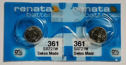 Renata 361 SR721W Batteries - 1.55V Silver Oxide 361 Watch Battery (2 Count)