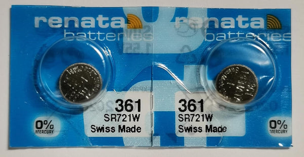 Renata 361 SR721W Batteries - 1.55V Silver Oxide 361 Watch Battery (2 Count)