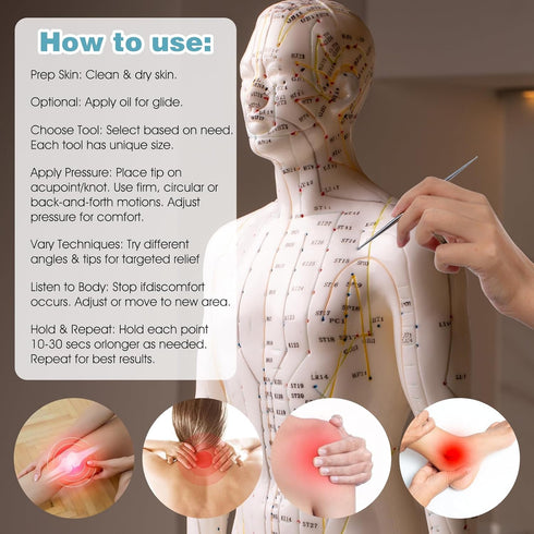 Ymapinc 3Pcs Acupressure Pen Facial Reflexology Tool, Trigger Point Massage Tool Acupuncture Face Finger Massage Tools